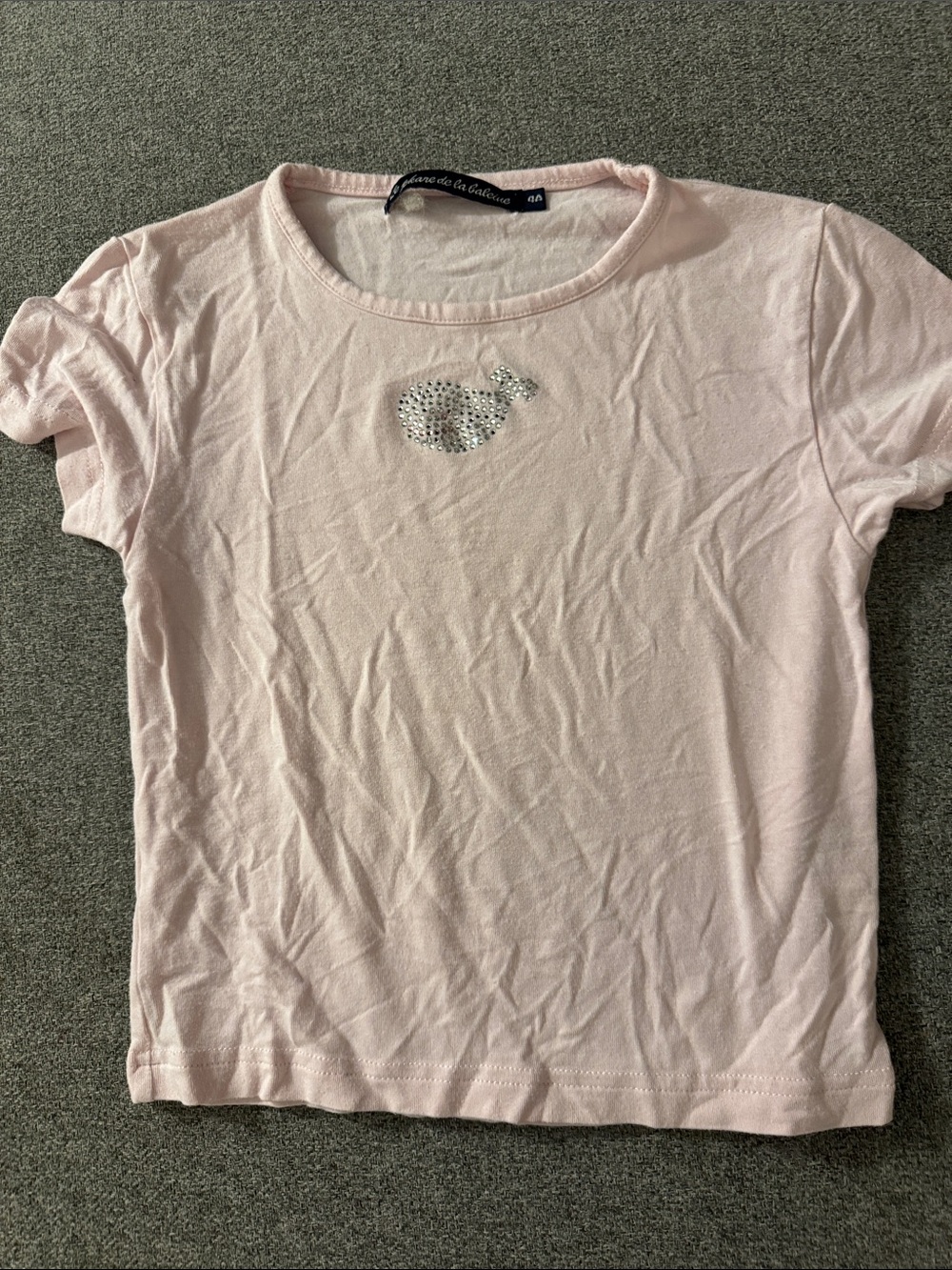 5/$15- Girls' Light Pink Short Sleeve Tee with Rhinestone Whale